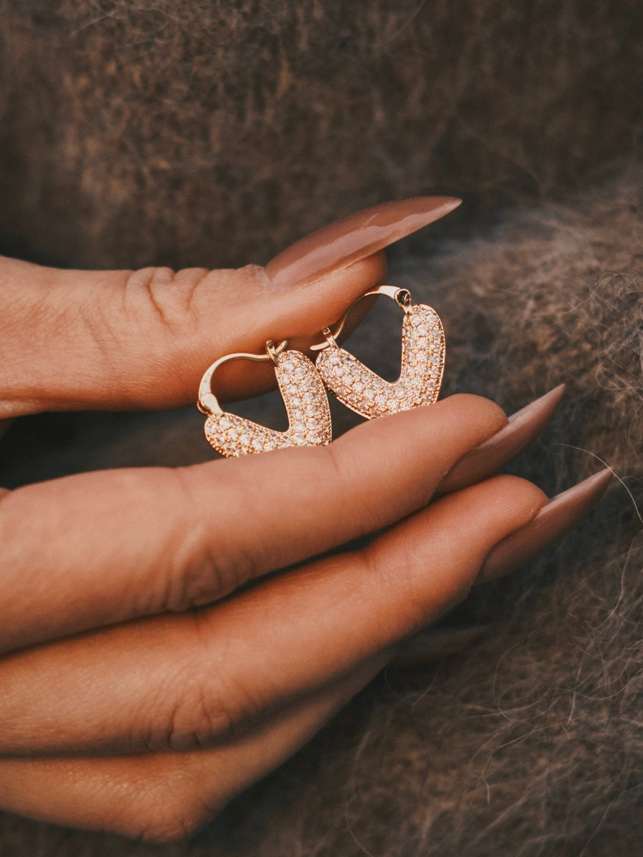 Two-Faced Heart Huggies — Gold-Tone Huggie Earrings, alternate view