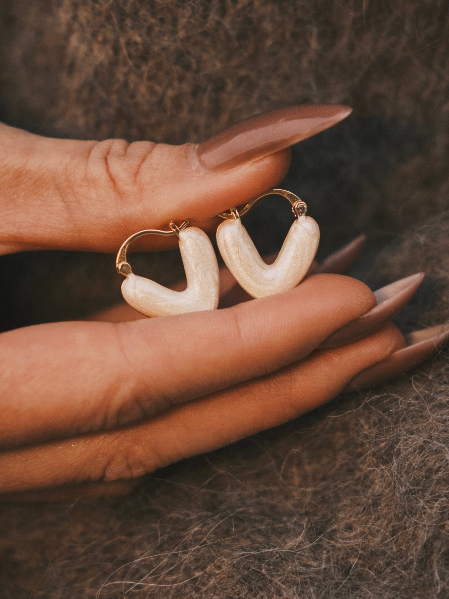 Two-Faced Heart Huggies — Gold-Tone Huggie Earrings, alternate view