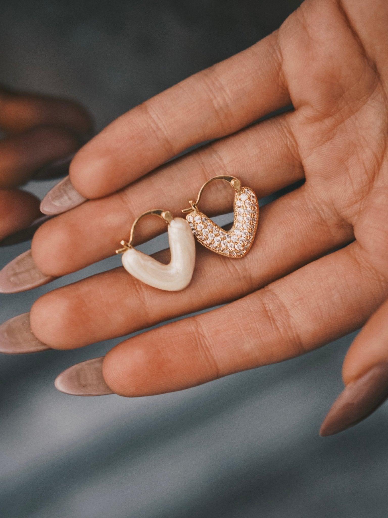 Two-Faced Heart Huggies — Gold-Tone Huggie Earrings