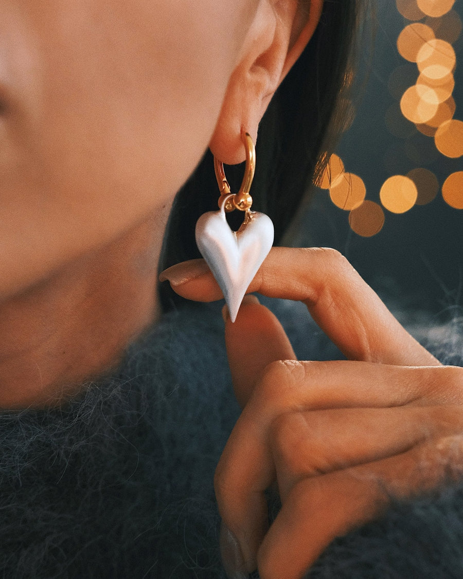 Puffed Heart Huggies — Gold-Tone Huggie Earrings
