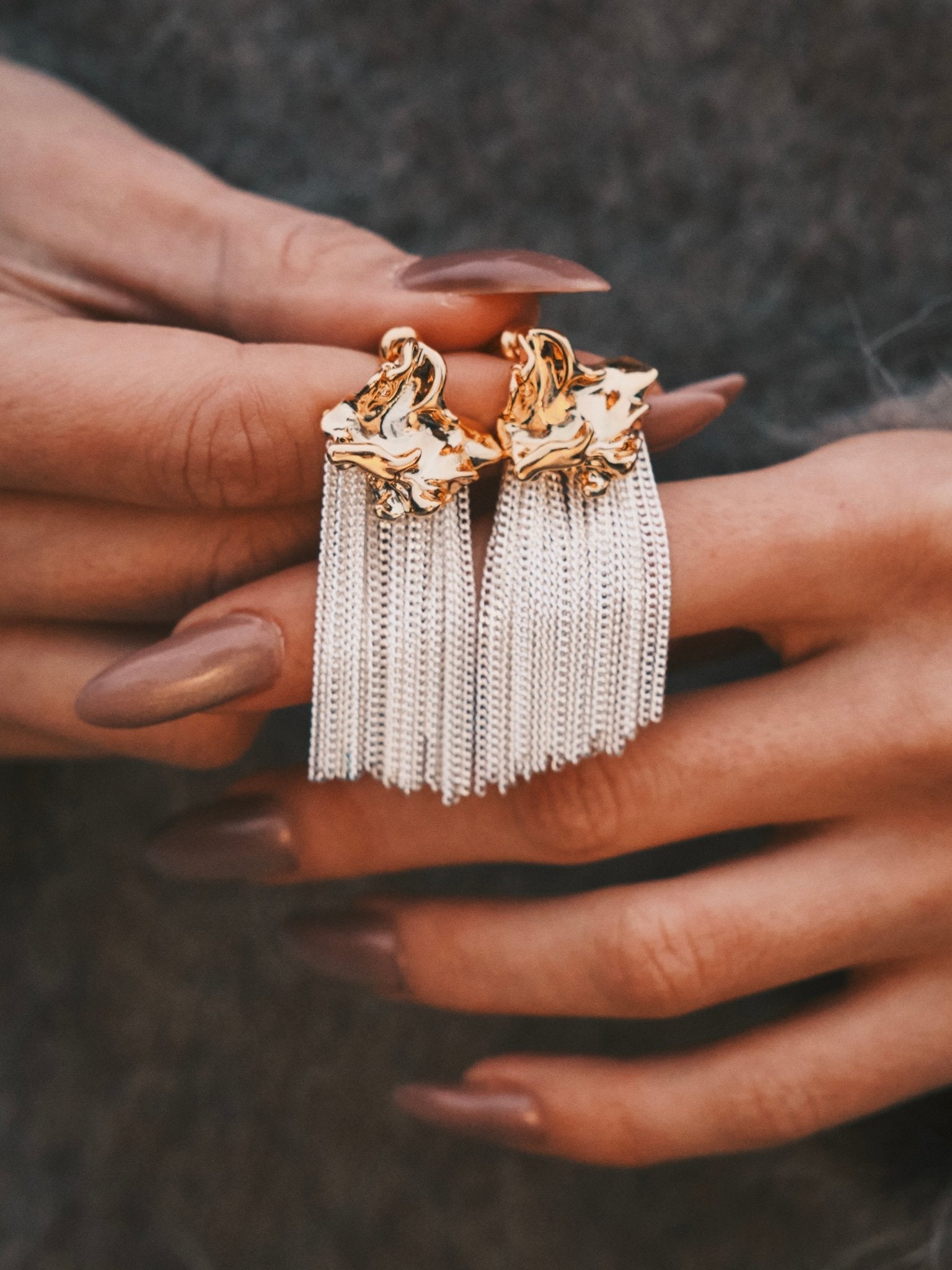 Magma Rain Earrings — Gold-Tone Earrings, alternate view