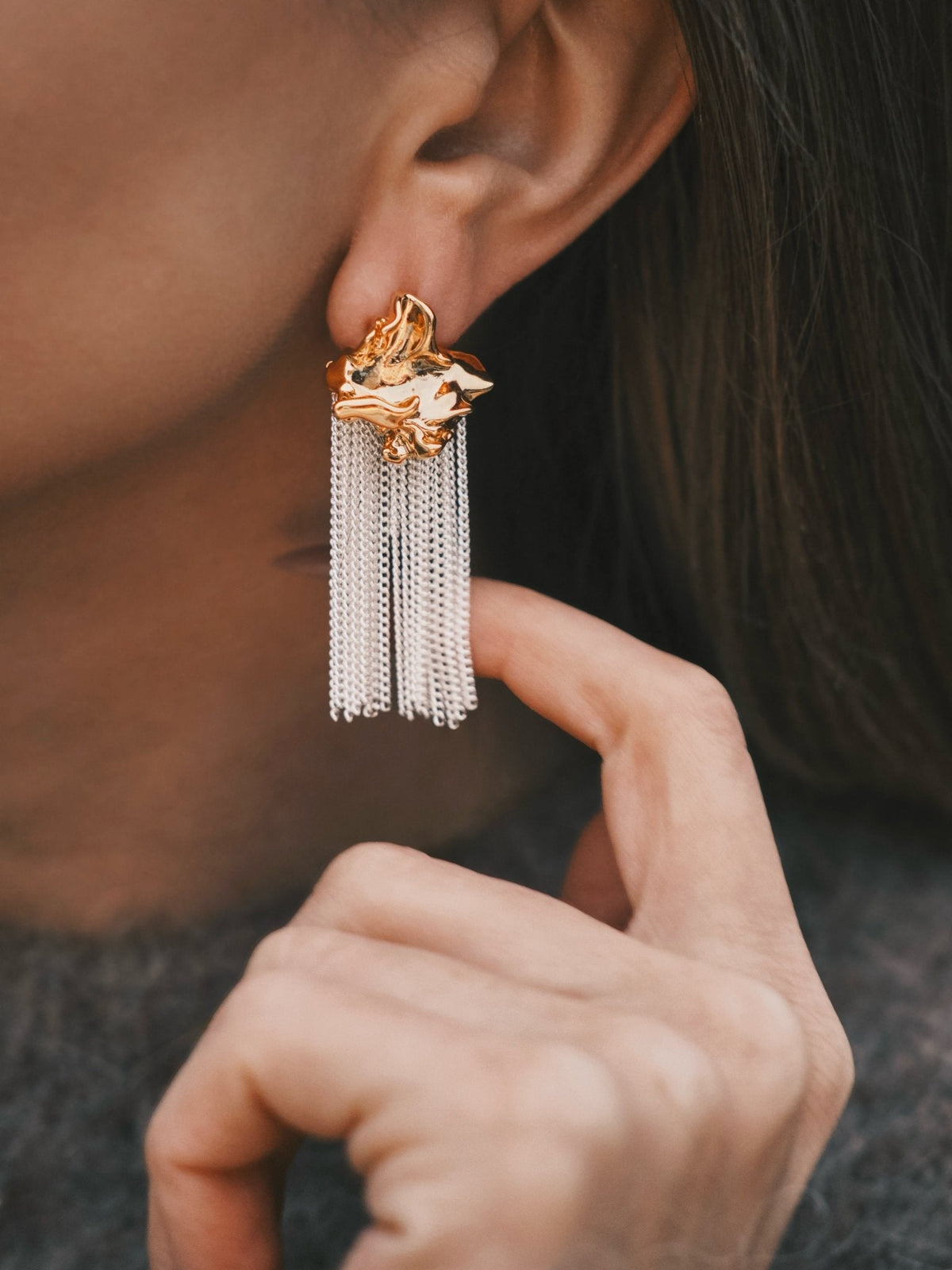 Magma Rain Earrings — Gold-Tone Earrings, alternate view