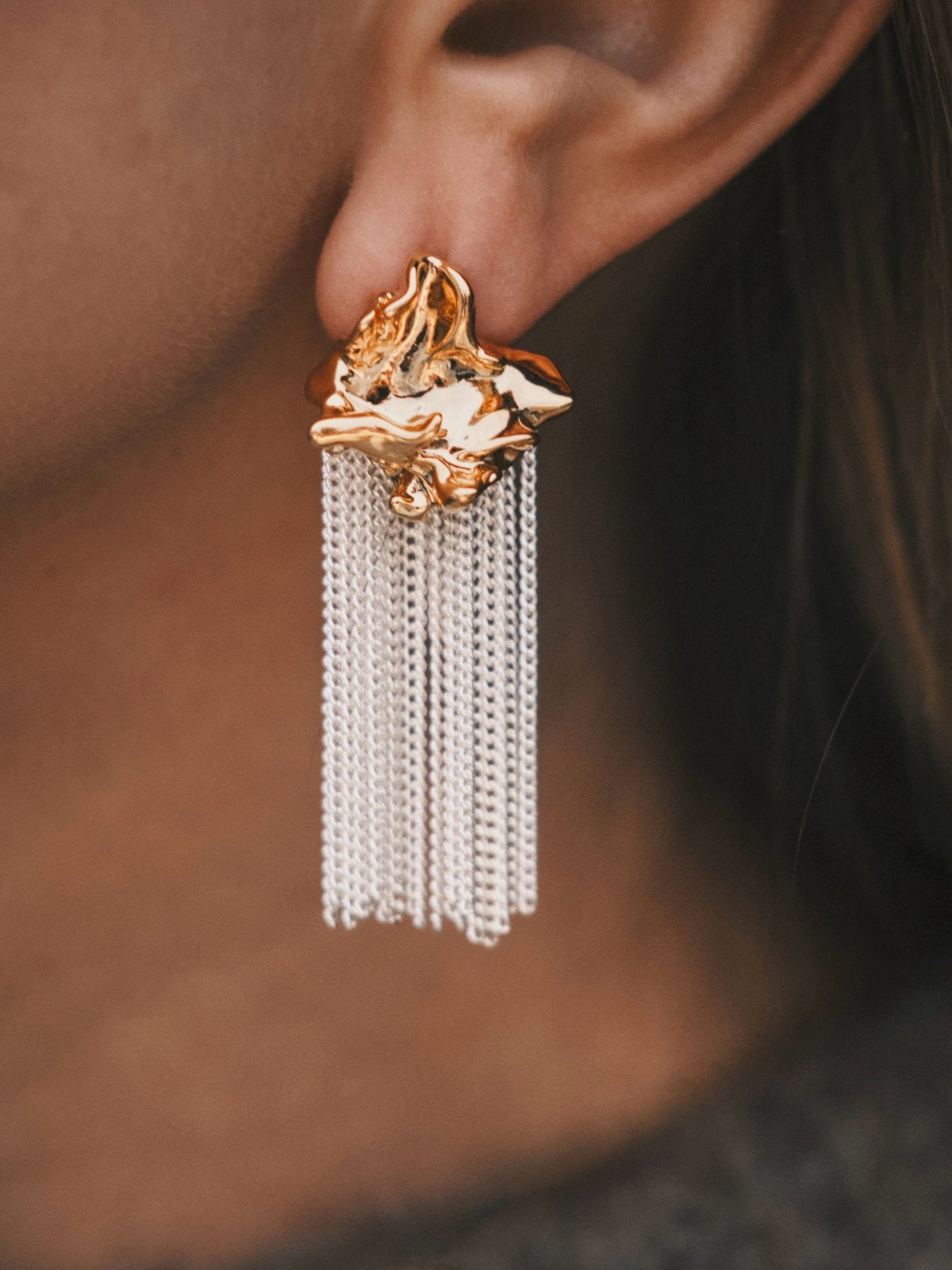 Magma Rain Earrings — Gold-Tone Earrings, alternate view