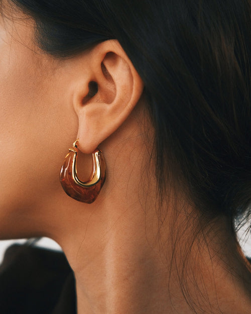 Amber Resin Hoops — Gold-Tone Hoop Earrings