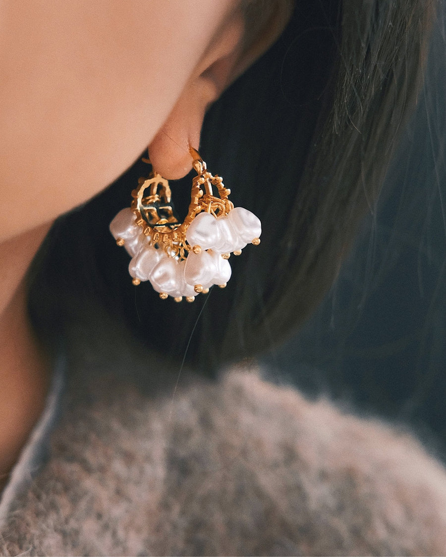 Baroque Pearl Hoops — Gold-Tone Hoop Earrings