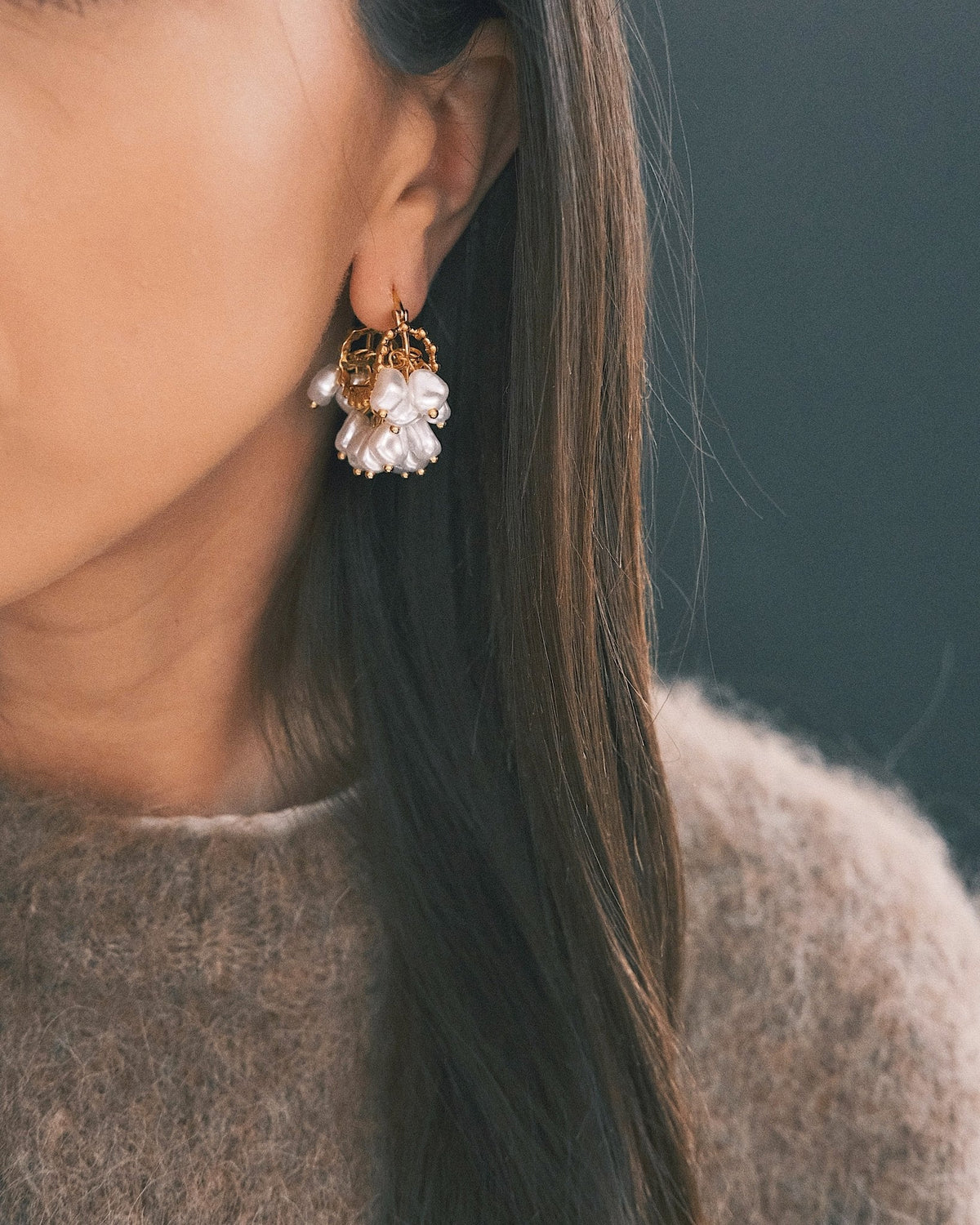 Baroque Pearl Hoops — Gold-Tone Hoop Earrings, alternate view