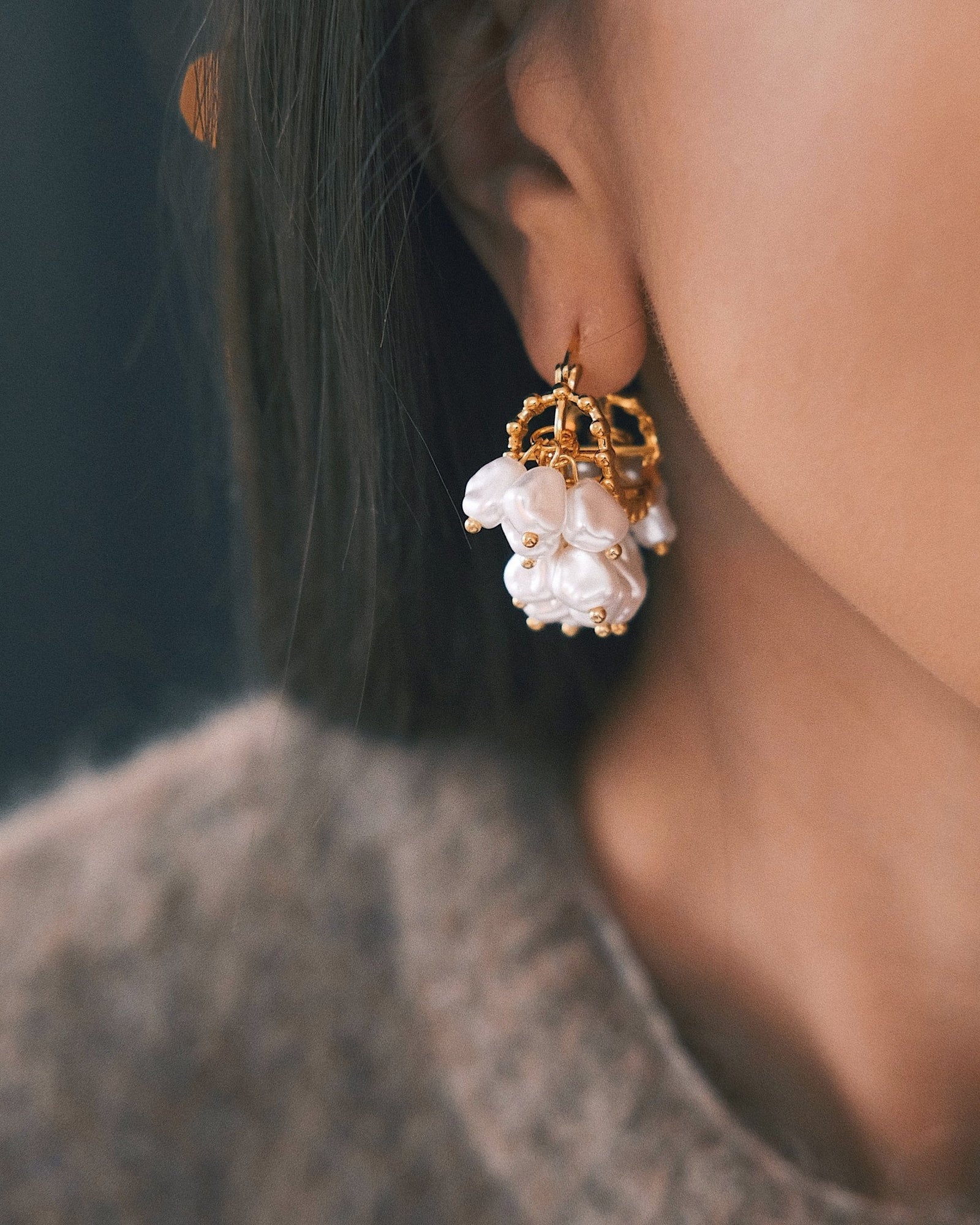 Baroque Pearl Hoops — Gold-Tone Hoop Earrings, alternate view