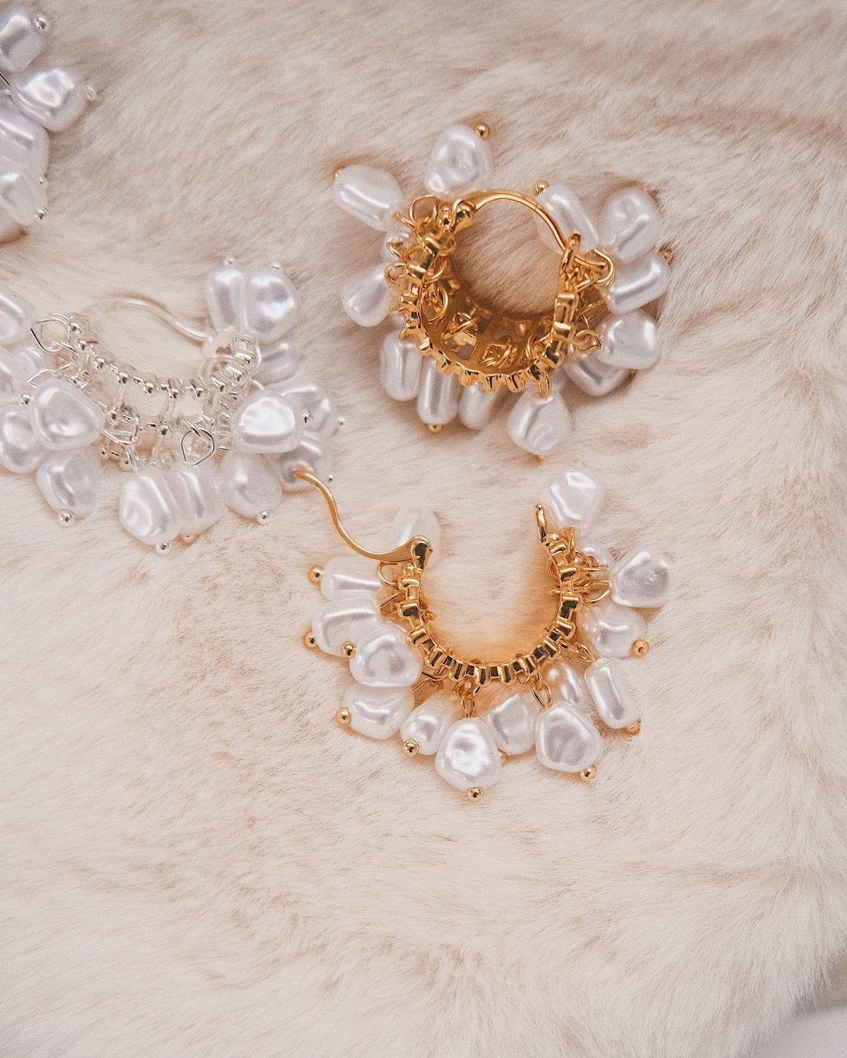 Baroque Pearl Hoops — Gold-Tone Hoop Earrings, alternate view