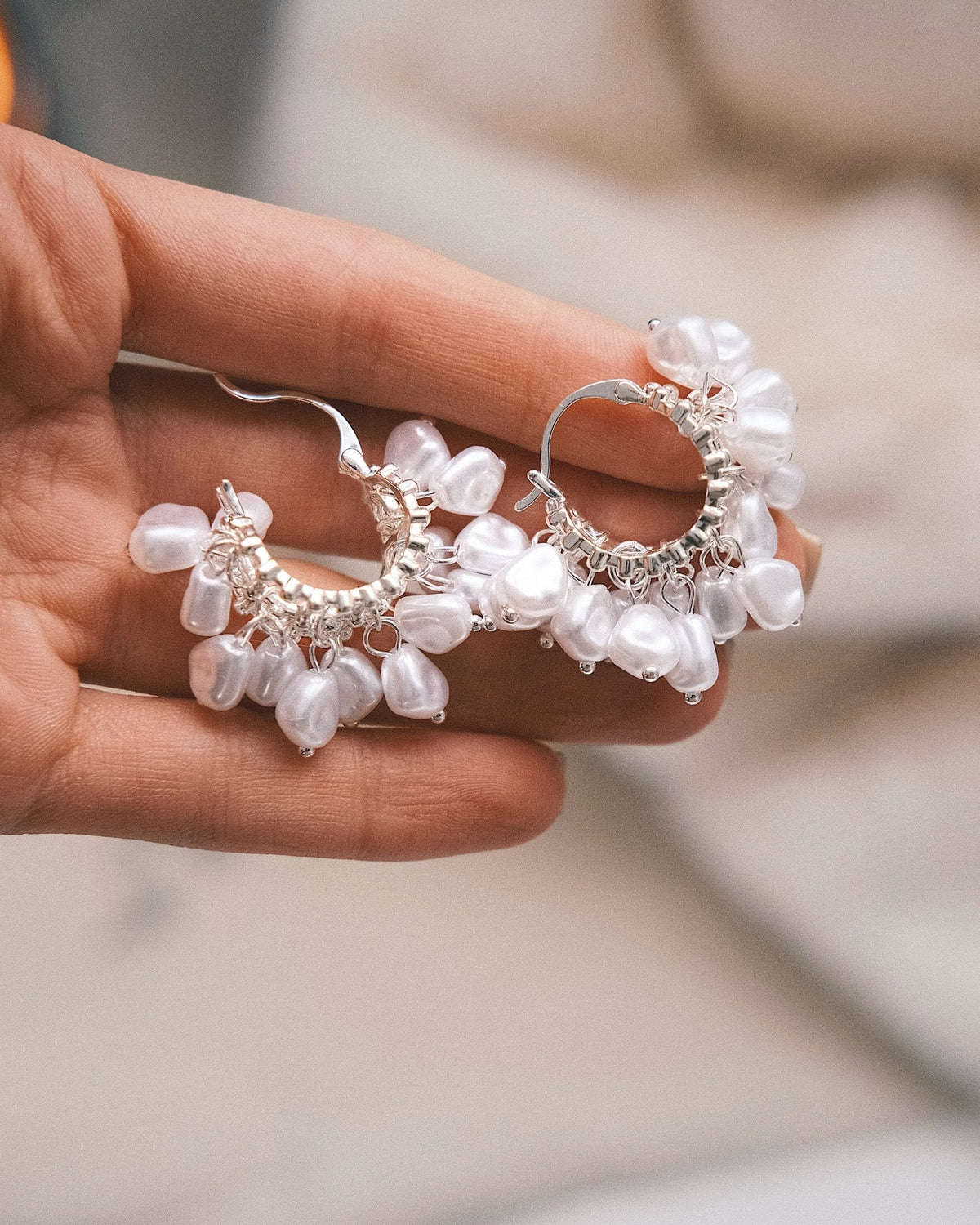 Baroque Pearl Hoops — Gold-Tone Hoop Earrings, alternate view
