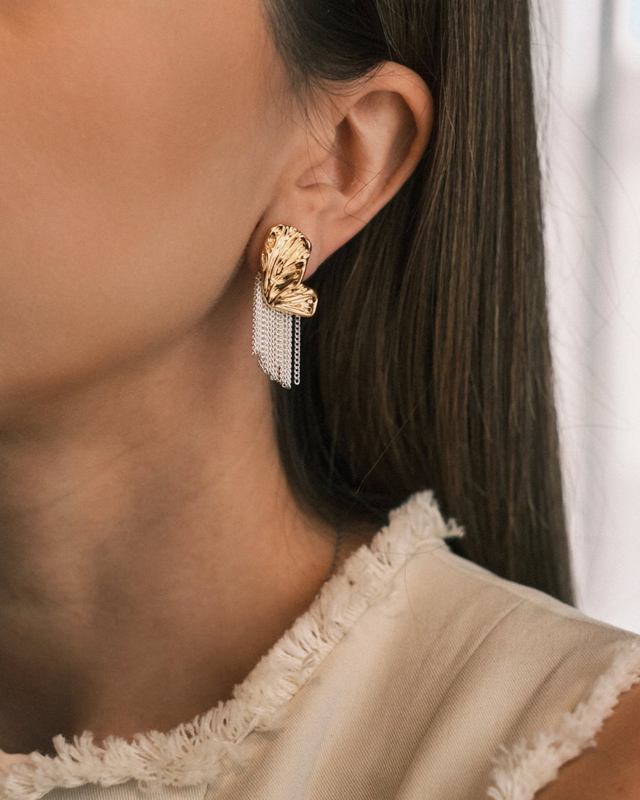 Butterfly Chain Drops — Gold-Tone Drop Earrings, alternate view