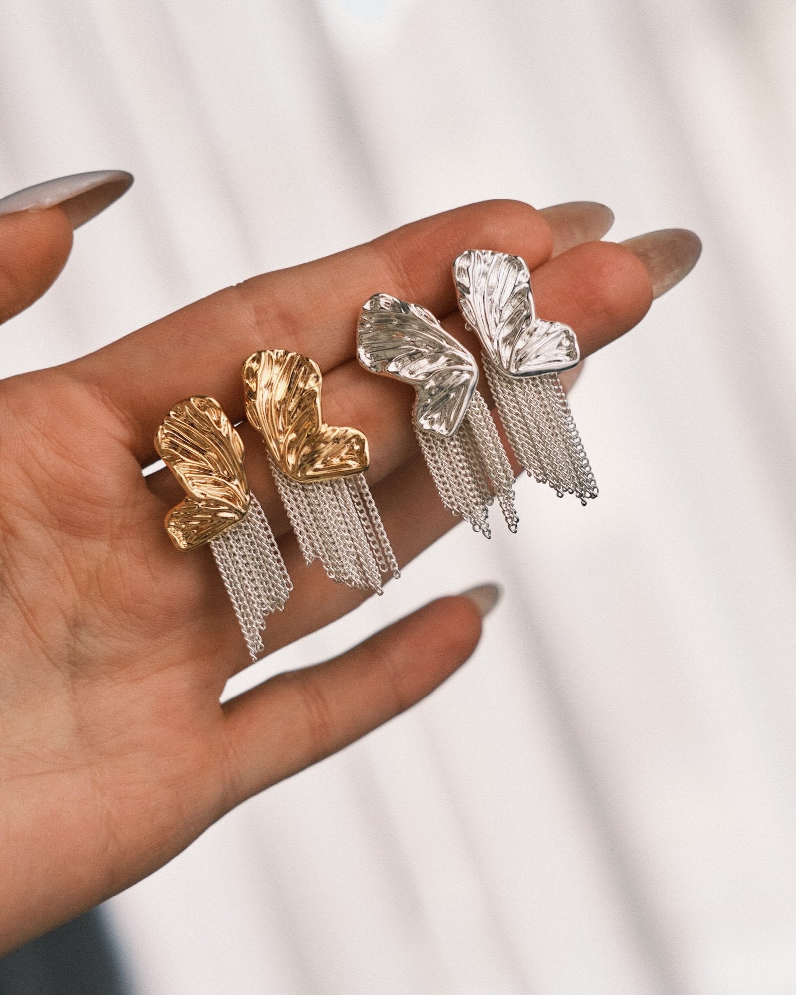 Butterfly Chain Drops — Gold-Tone Drop Earrings