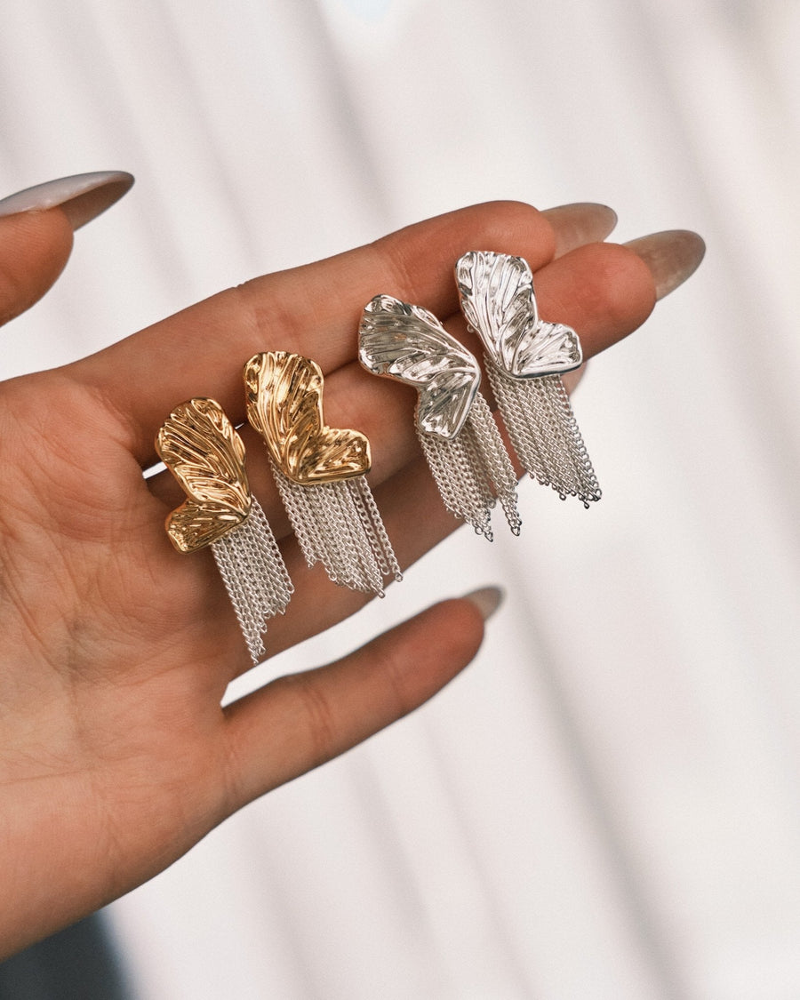 Butterfly Chain Drops — Gold-Tone Drop Earrings