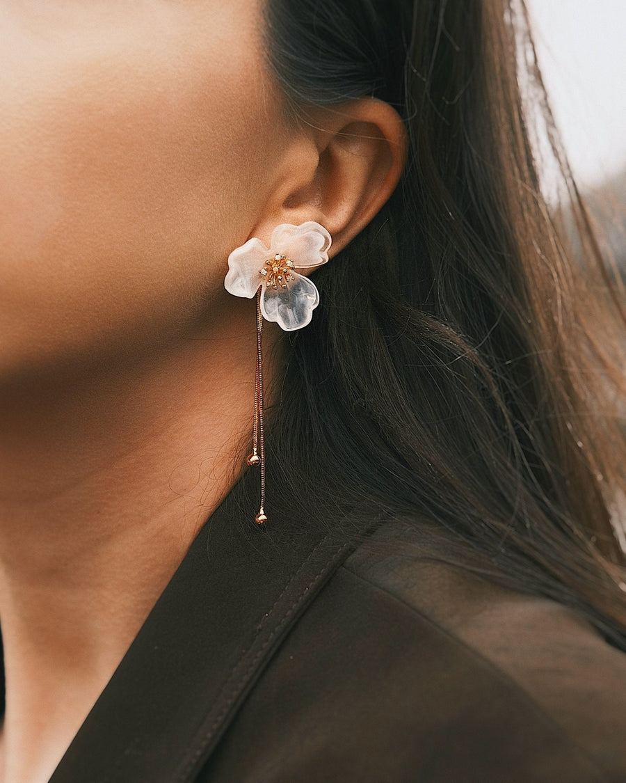 Rain Flower Drops — Gold-Tone Drop Earrings