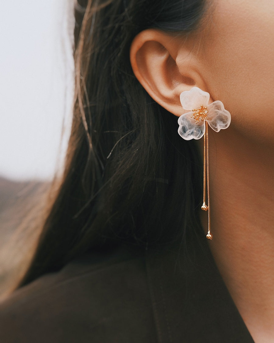 Rain Flower Drops — Gold-Tone Drop Earrings, alternate view