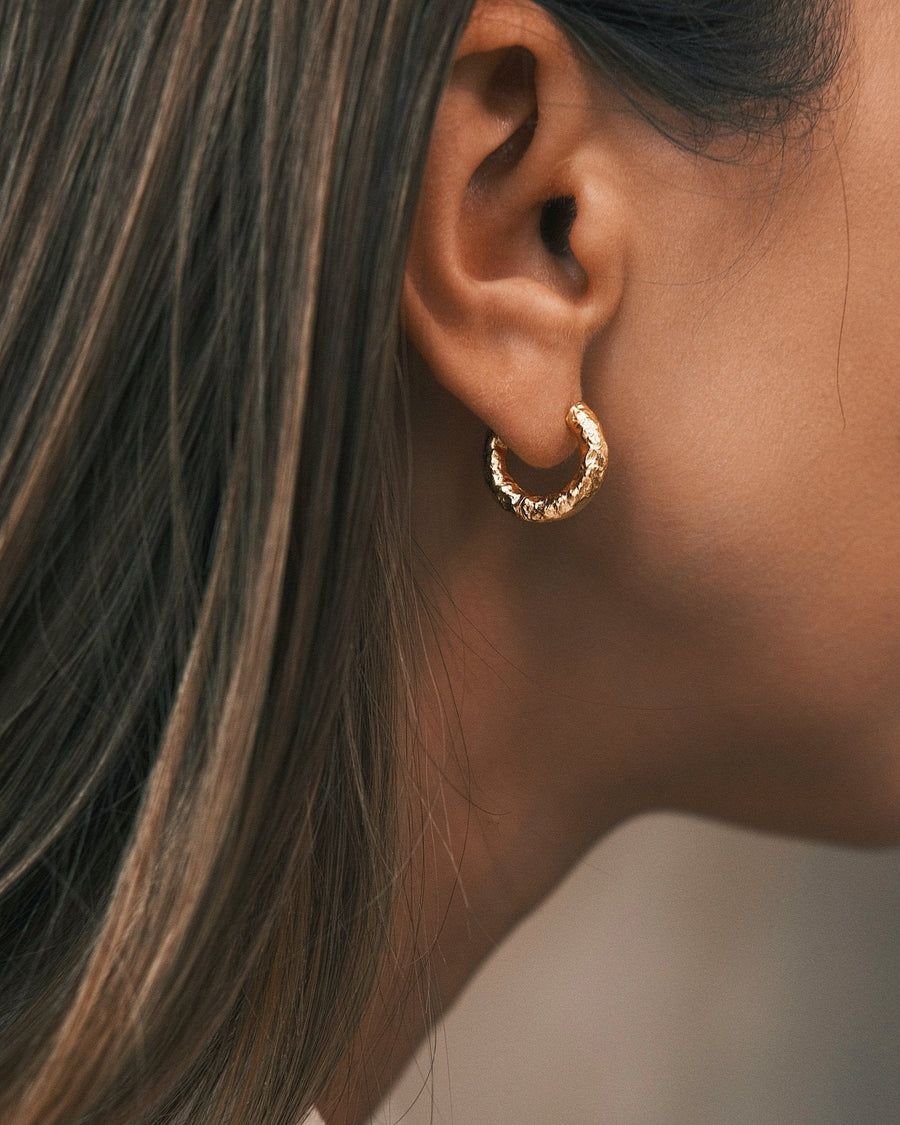 Sculpted Mini Hoop — Gold-Tone Sterling Silver Hoop Earrings