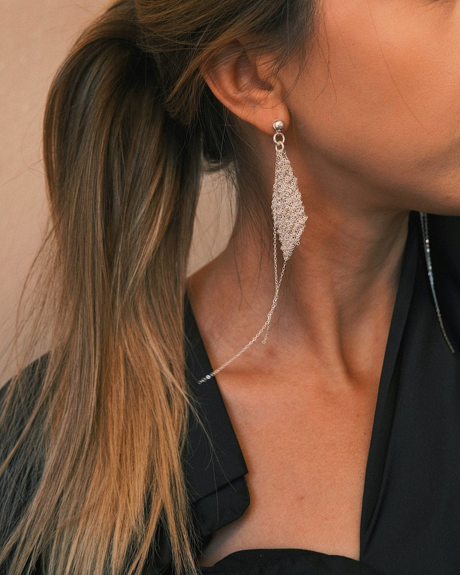 Chain Cluster Drops — Sterling Silver Drop Earrings, alternate view