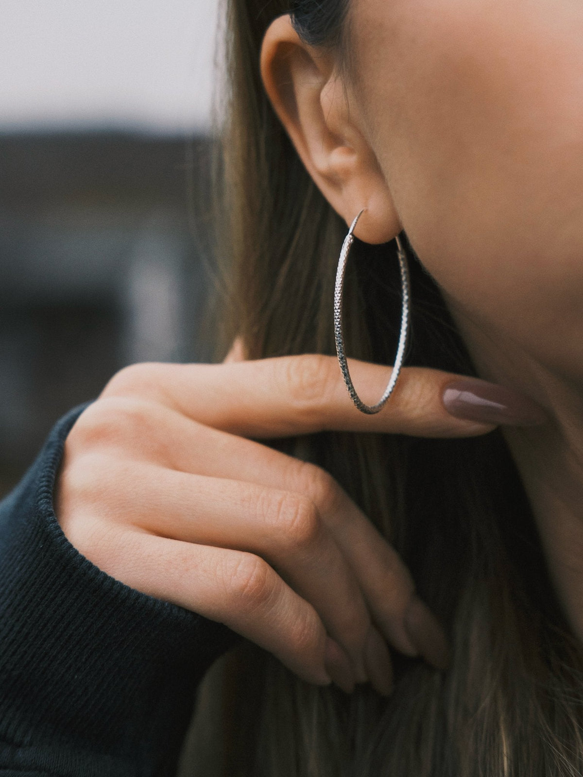 Faceted Oval Hoops — Sterling Silver Hoop Earrings