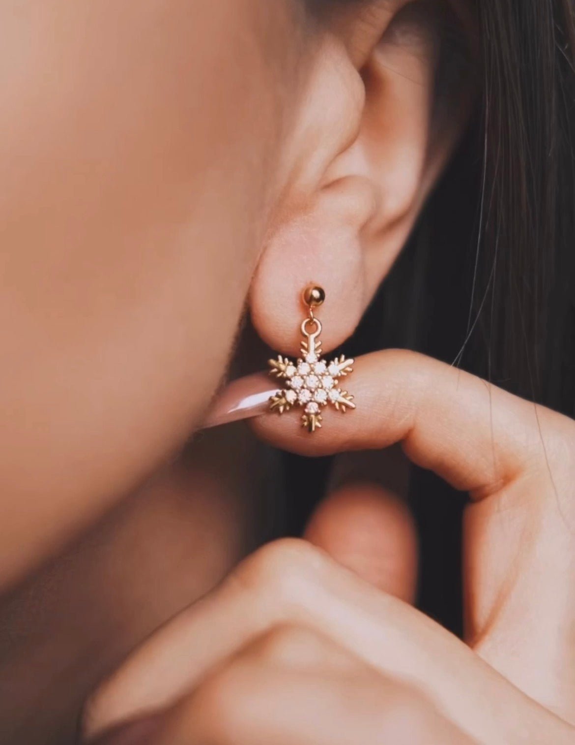 Golden Snowflake Drops — Gold-Tone Sterling Silver Drop Earrings