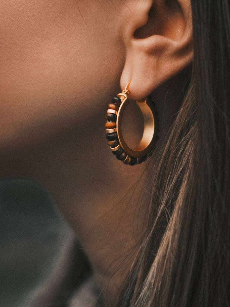 Maillard Stone Hoops — Gold-Tone Hoop Earrings