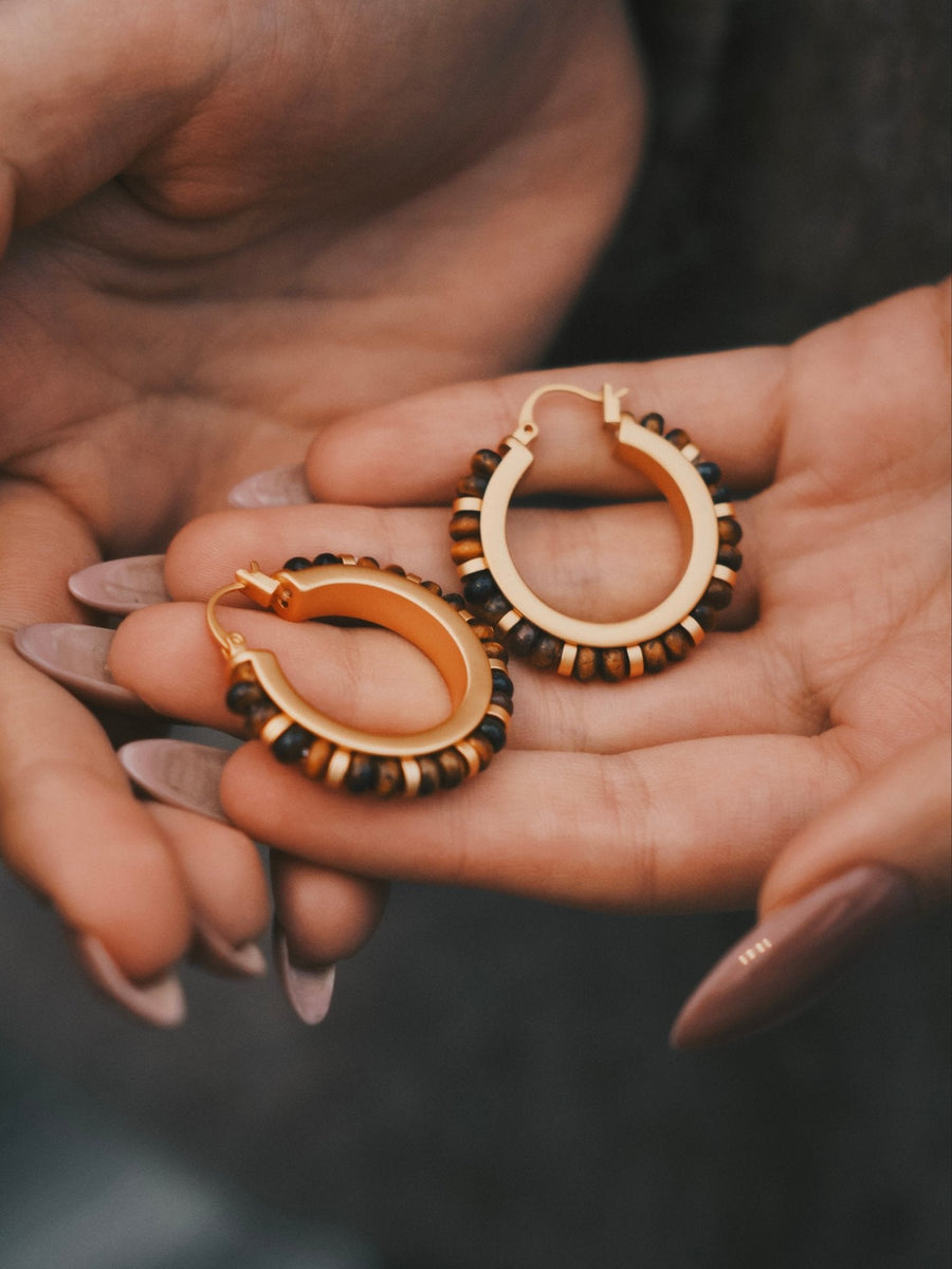 Maillard Stone Hoops — Gold-Tone Hoop Earrings, alternate view