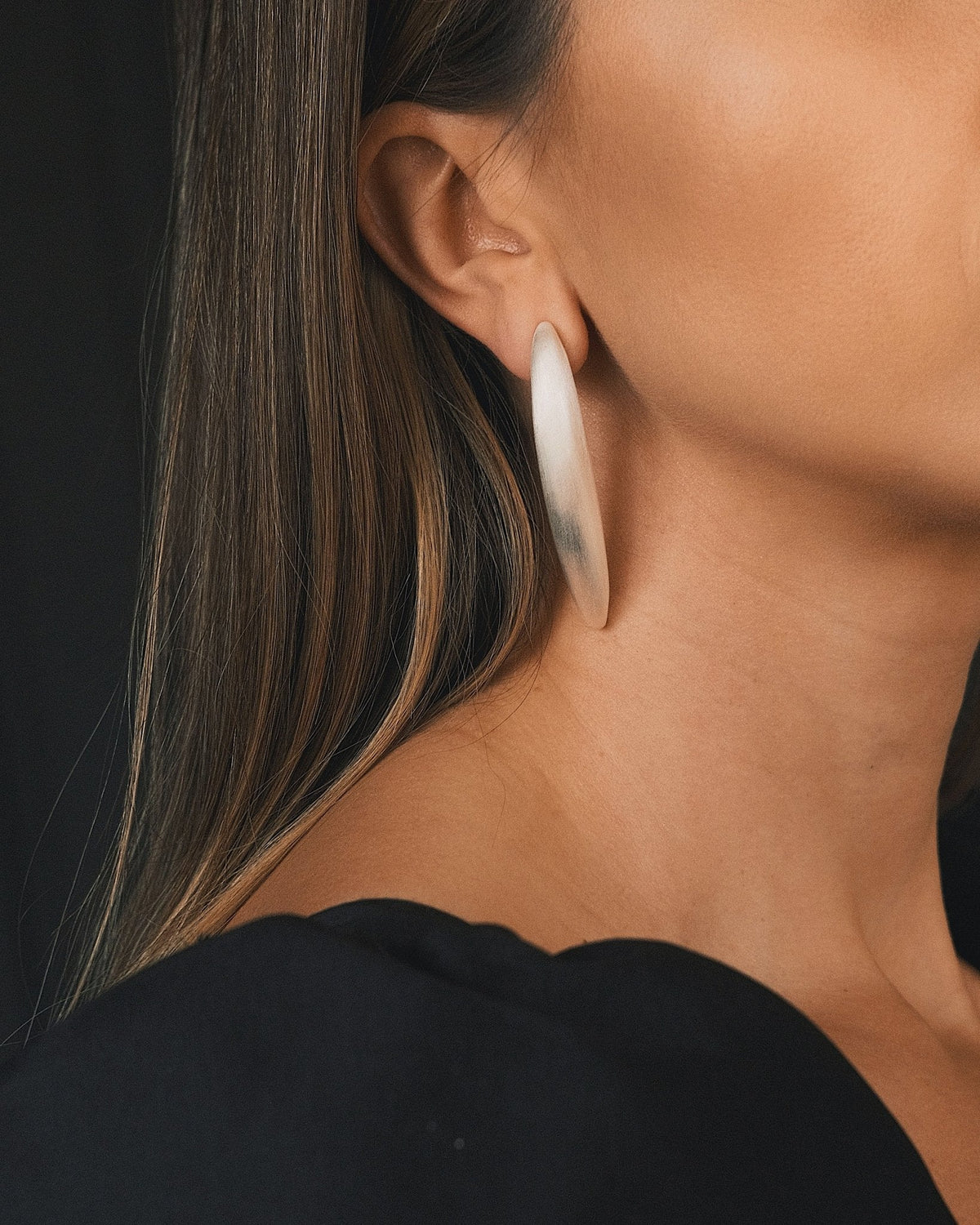 Matte Oval Hoops — Gold-Tone Hoop Earrings, alternate view