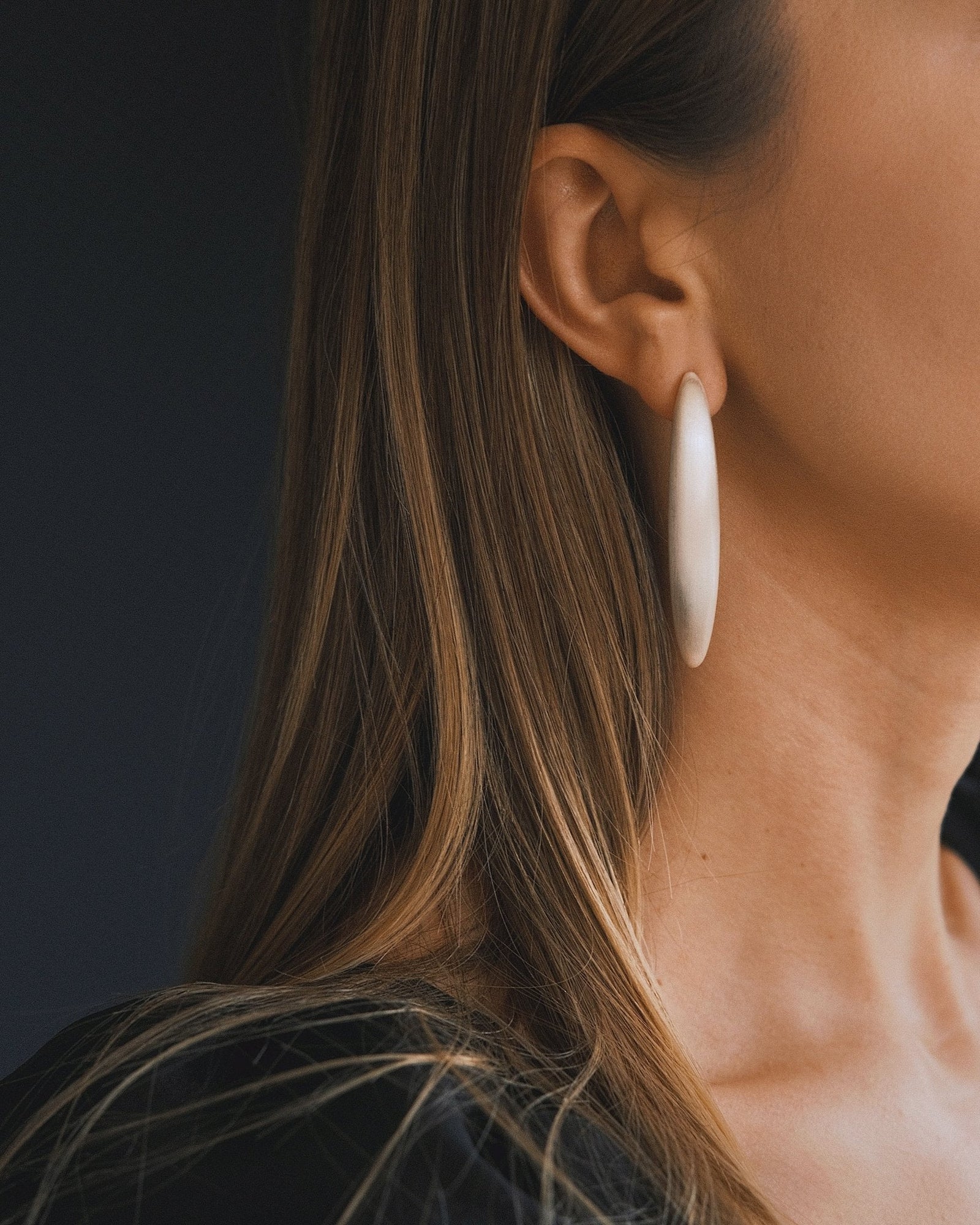 Matte Oval Hoops — Gold-Tone Hoop Earrings, alternate view