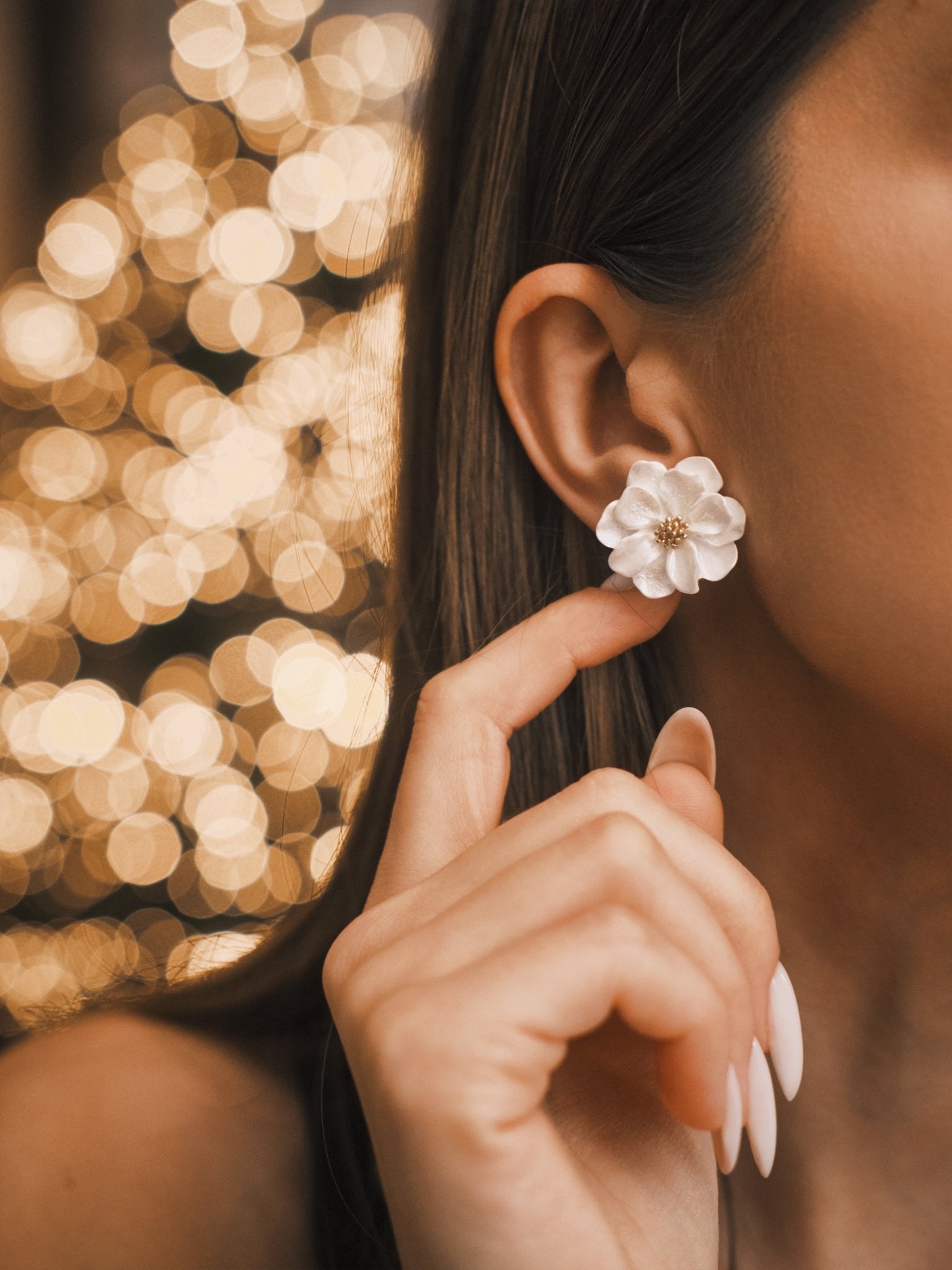 Layered Camellia Studs — Gold-Tone Stud Earrings