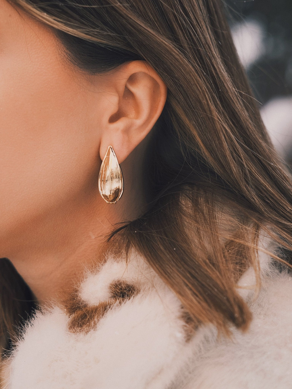 Willow Leaf Drops — Gold-Tone Drop Earrings, alternate view