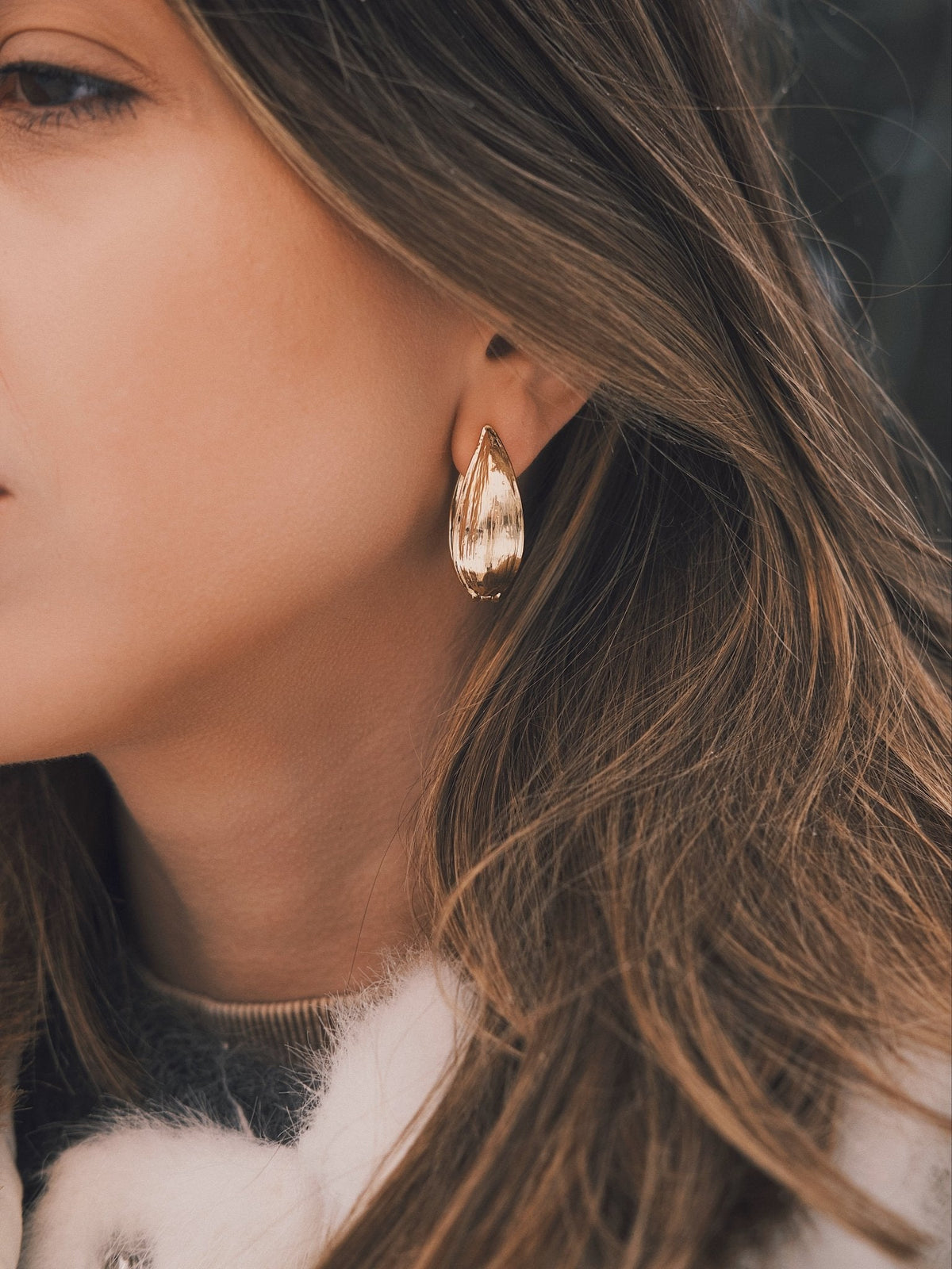 Willow Leaf Drops — Gold-Tone Drop Earrings, alternate view
