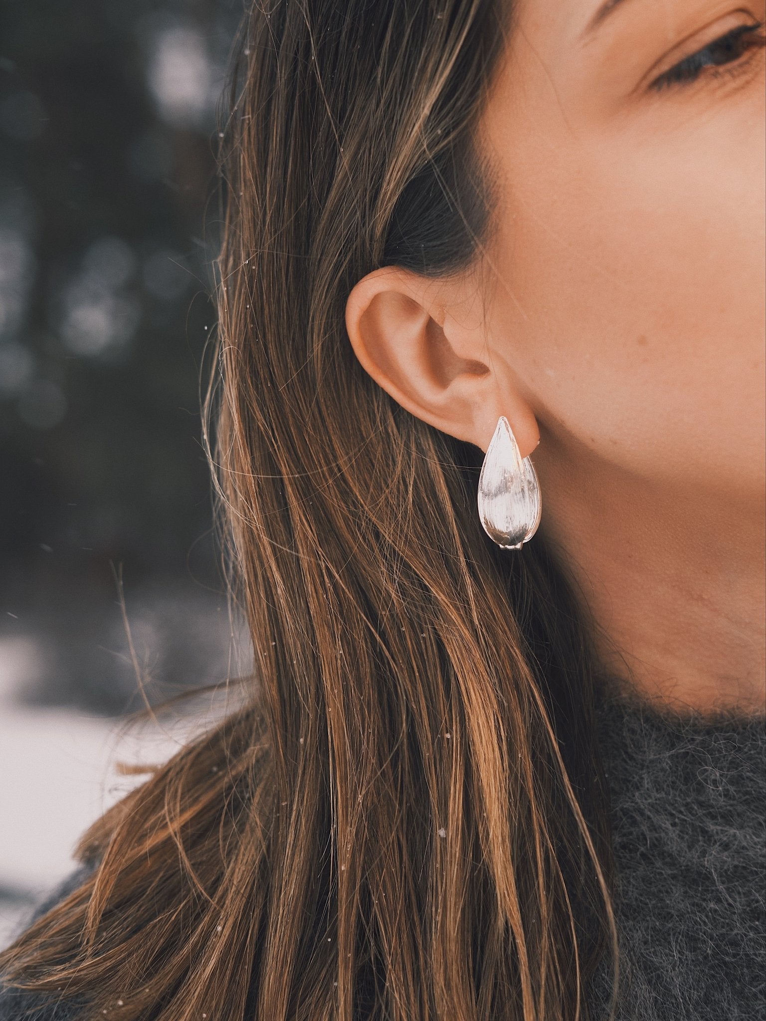 Willow Leaf Drops — Gold-Tone Drop Earrings, alternate view