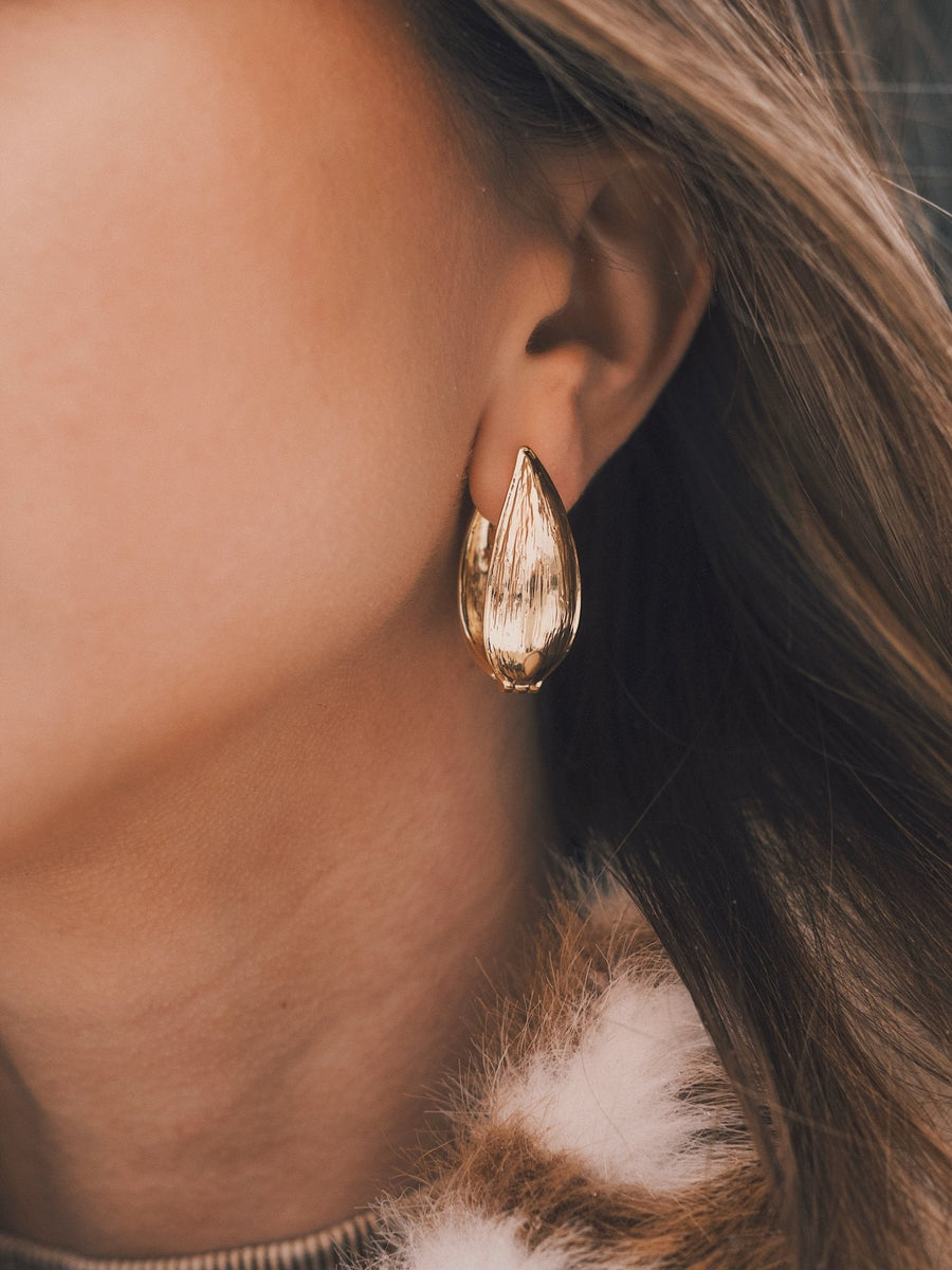 Willow Leaf Drops — Gold-Tone Drop Earrings, alternate view