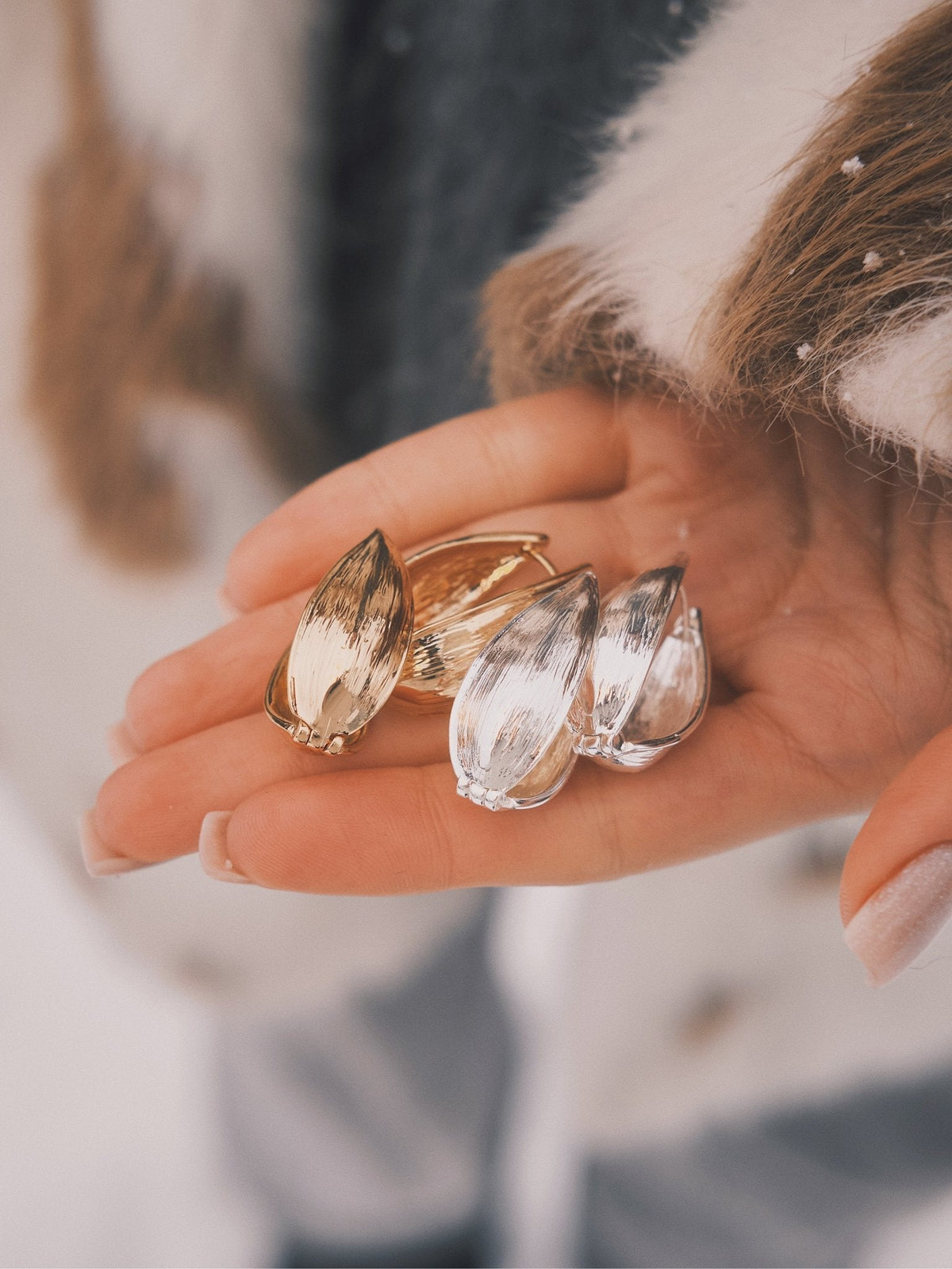 Willow Leaf Drops — Gold-Tone Drop Earrings, alternate view