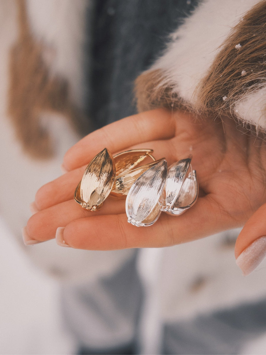 Willow Leaf Drops — Gold-Tone Drop Earrings, alternate view