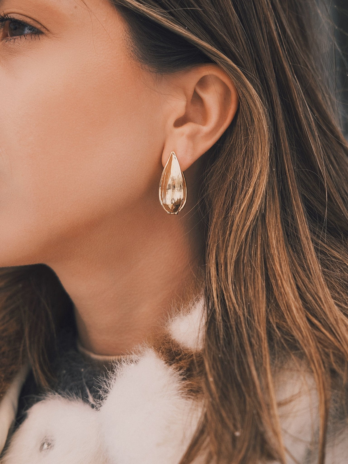 Willow Leaf Drops — Gold-Tone Drop Earrings