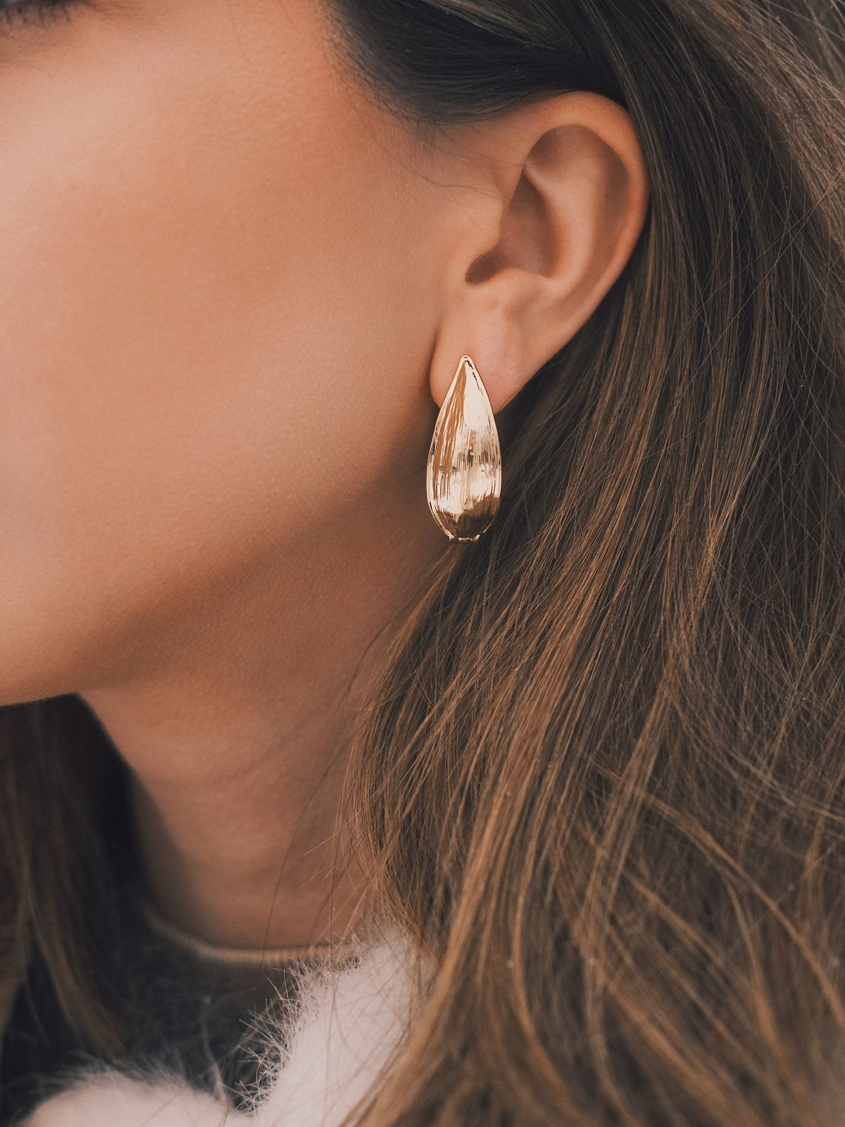 Willow Leaf Drops — Gold-Tone Drop Earrings, alternate view