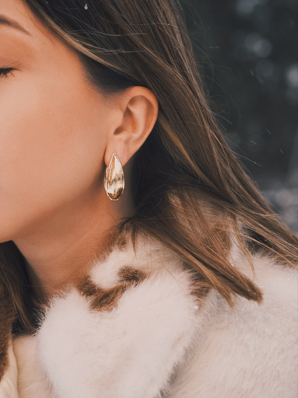 Willow Leaf Drops — Gold-Tone Drop Earrings, alternate view