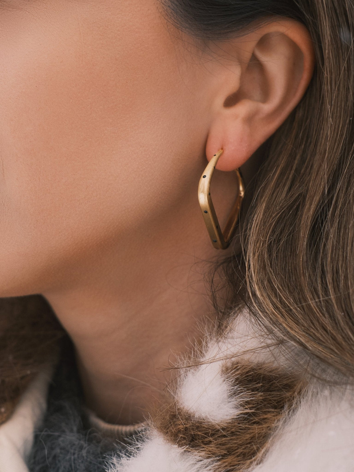 Square Dot Hoops — Gold-Tone Hoop Earrings, alternate view