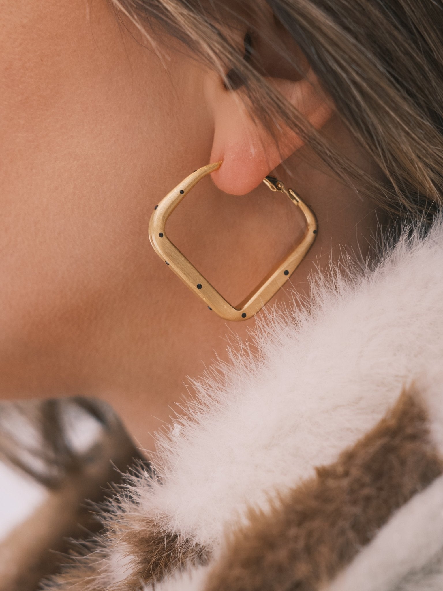 Square Dot Hoops — Gold-Tone Hoop Earrings, alternate view
