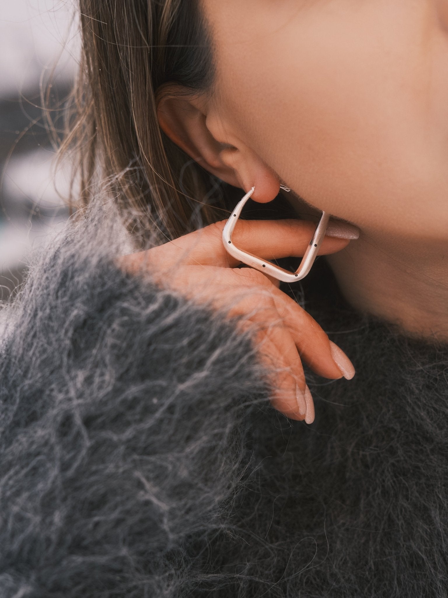 Square Dot Hoops — Gold-Tone Hoop Earrings, alternate view