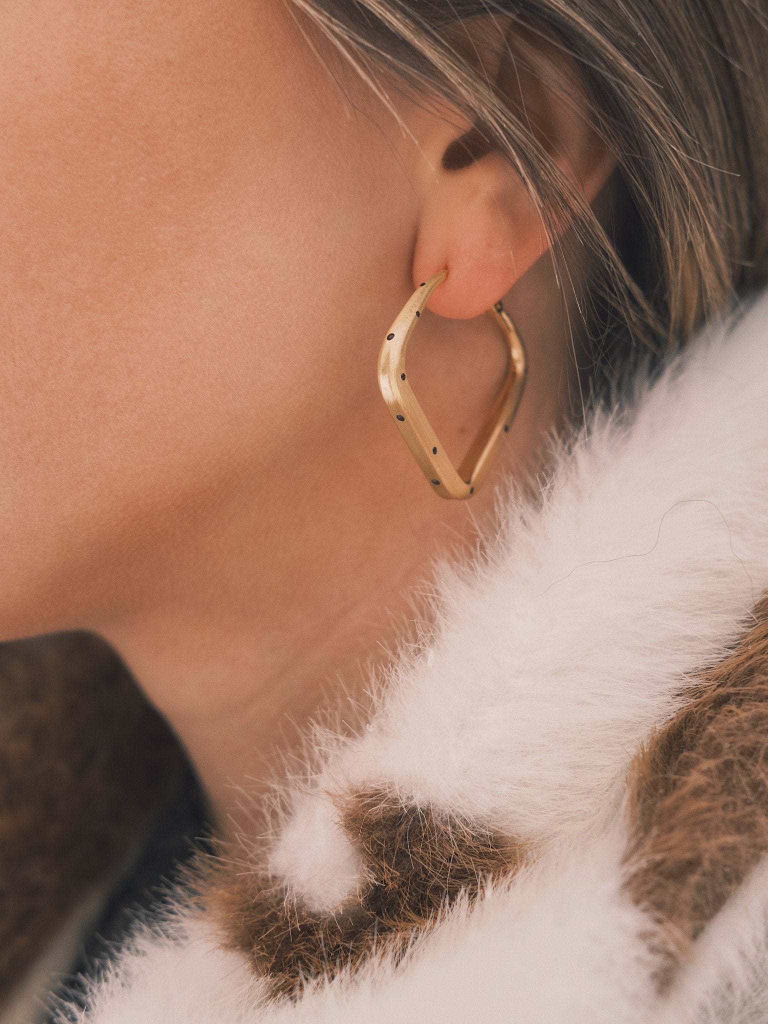 Square Dot Hoops — Gold-Tone Hoop Earrings, alternate view