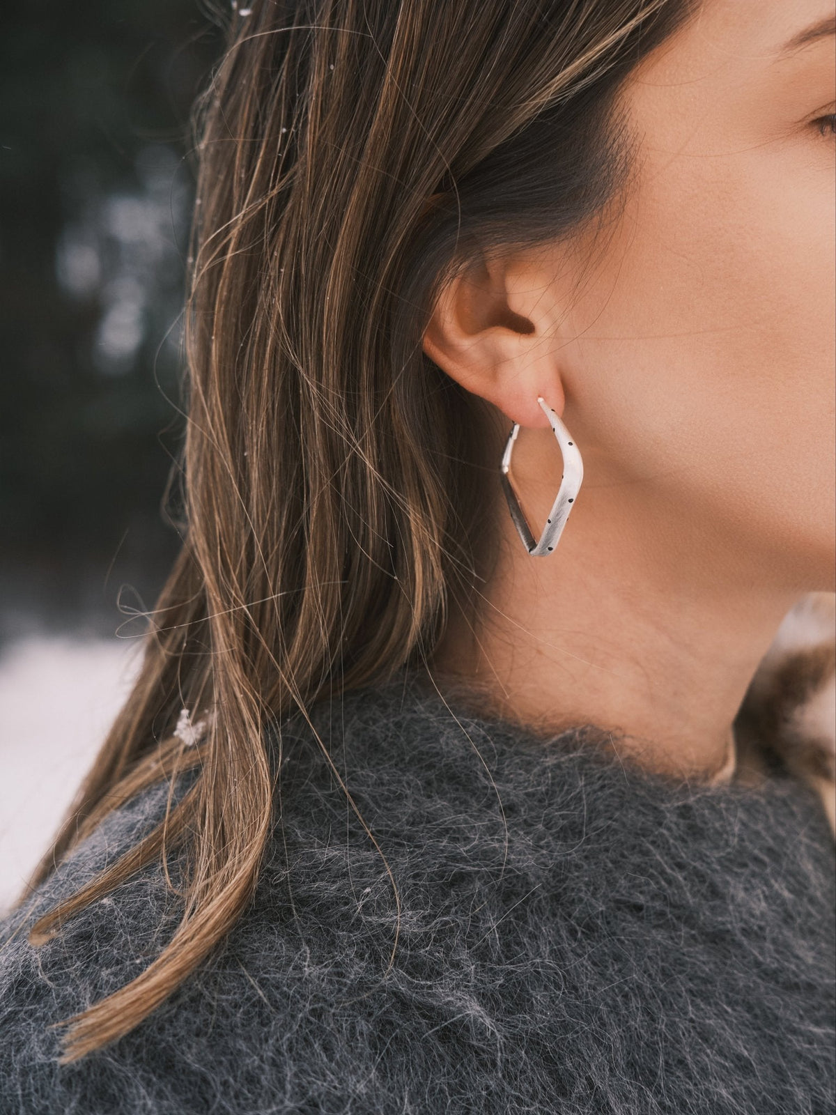 Square Dot Hoops — Gold-Tone Hoop Earrings, alternate view