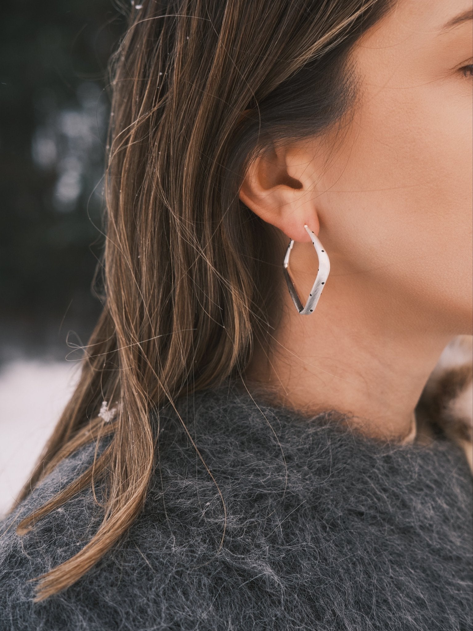 Square Dot Hoops — Gold-Tone Hoop Earrings, alternate view
