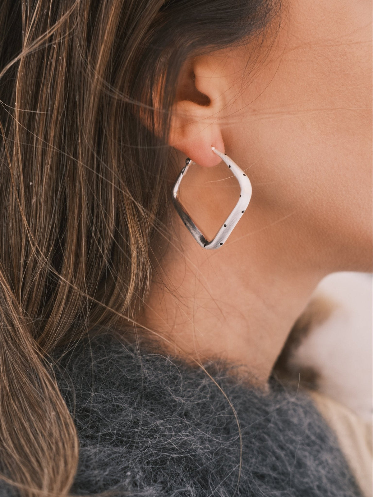 Square Dot Hoops — Gold-Tone Hoop Earrings, alternate view