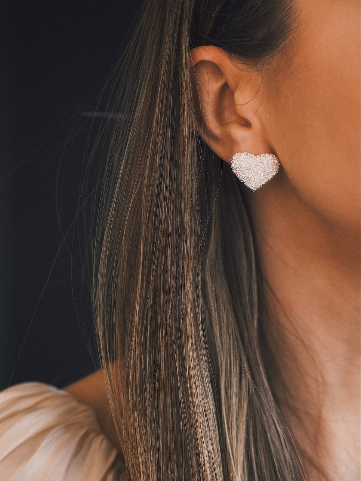 Heart Texture Studs — Gold-Tone Stud Earrings, alternate view