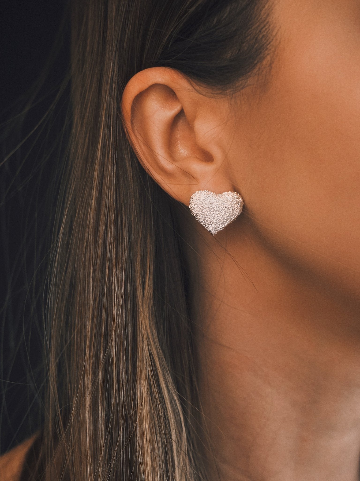 Heart Texture Studs — Gold-Tone Stud Earrings