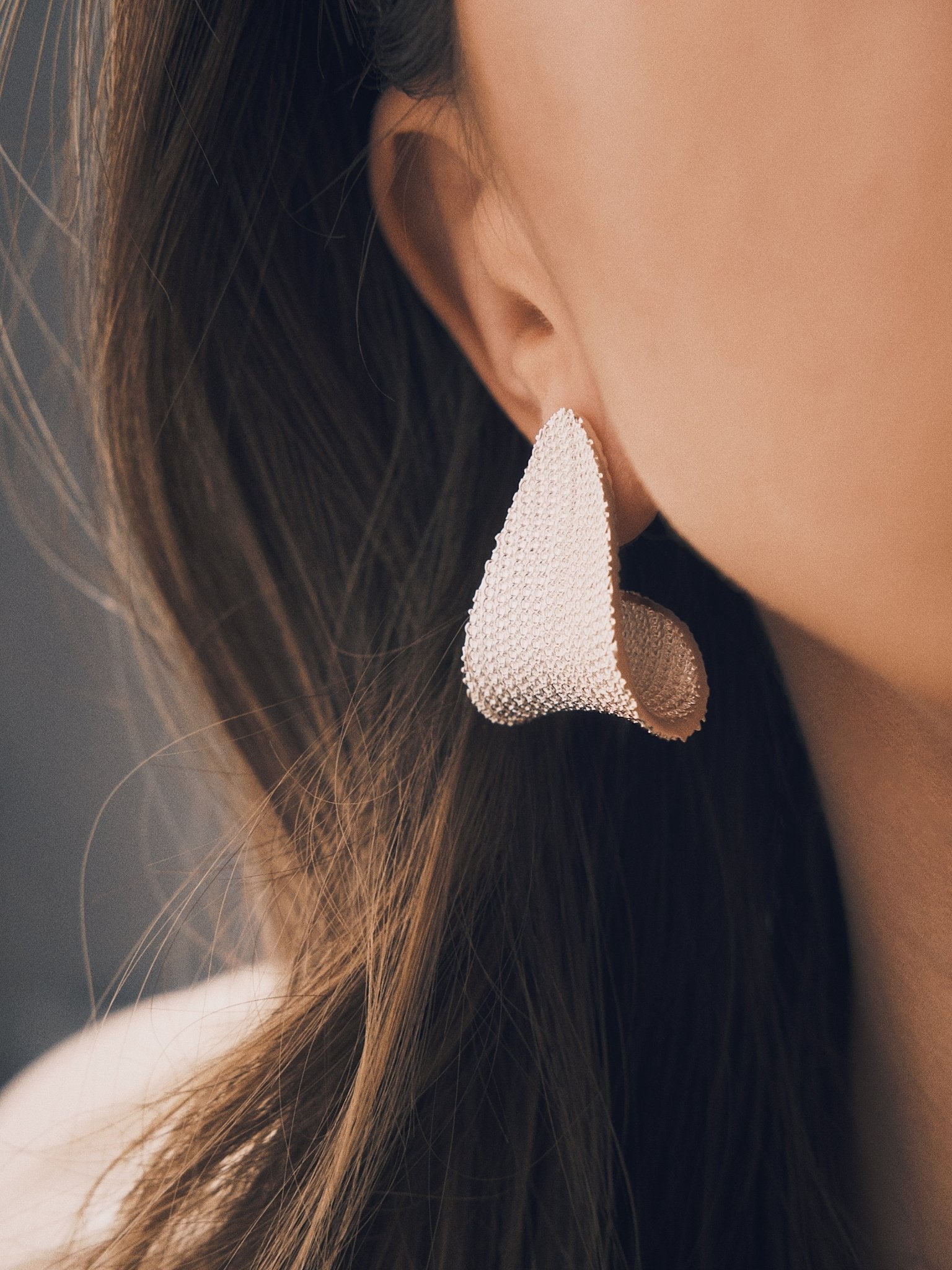 Lace Shield Earrings — Silver-Tone Earrings, alternate view