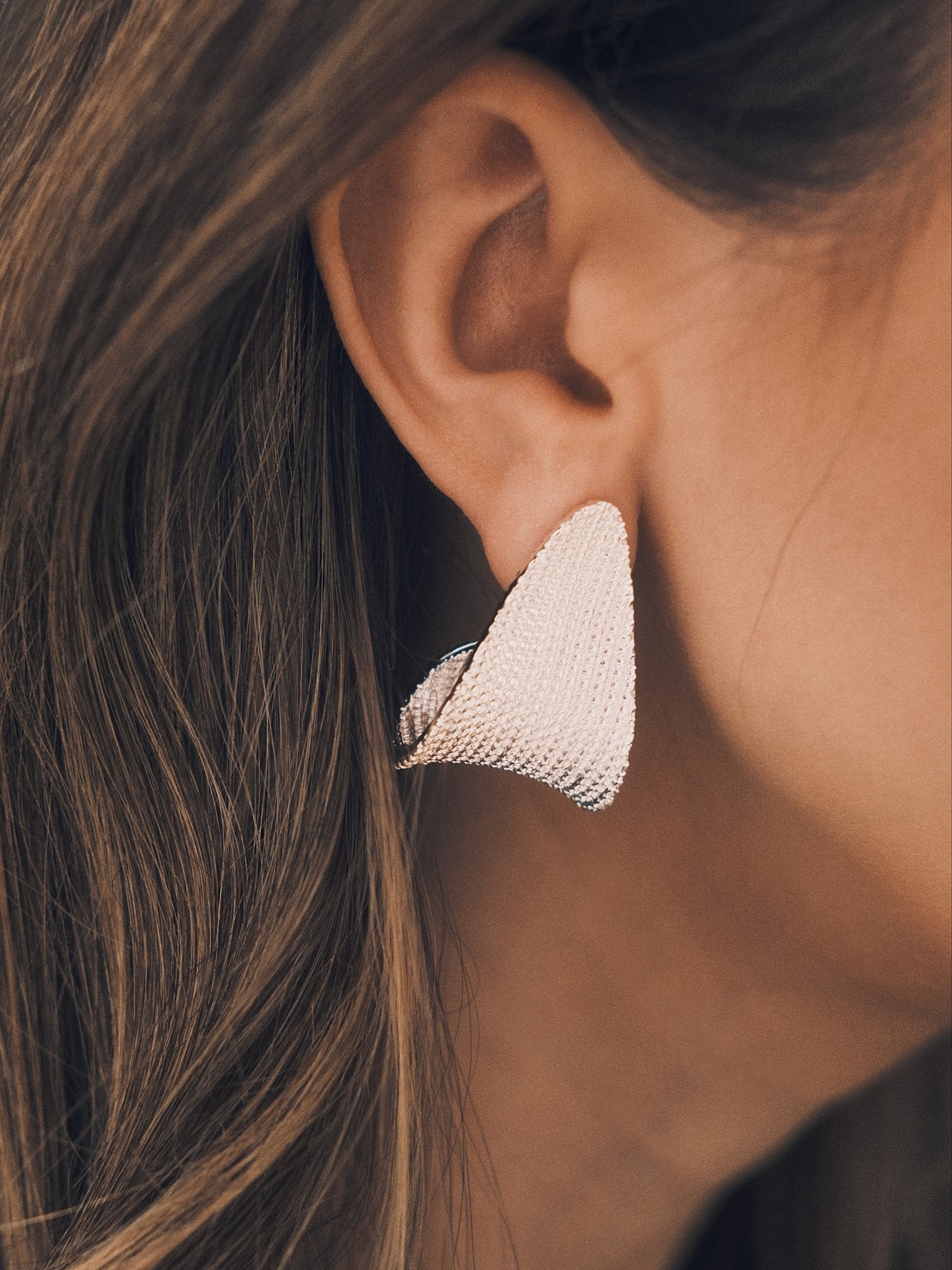 Lace Shield Earrings — Silver-Tone Earrings, alternate view