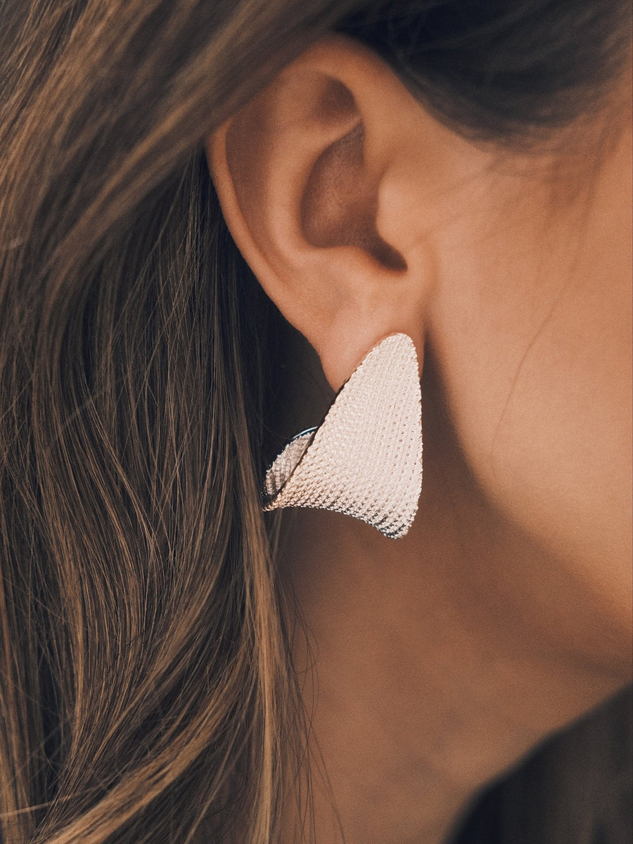 Lace Shield Earrings — Silver-Tone Earrings, alternate view