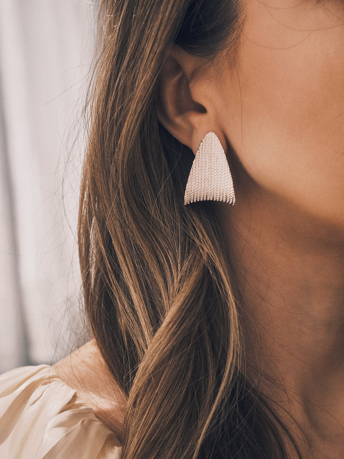 Lace Shield Earrings — Silver-Tone Earrings, alternate view