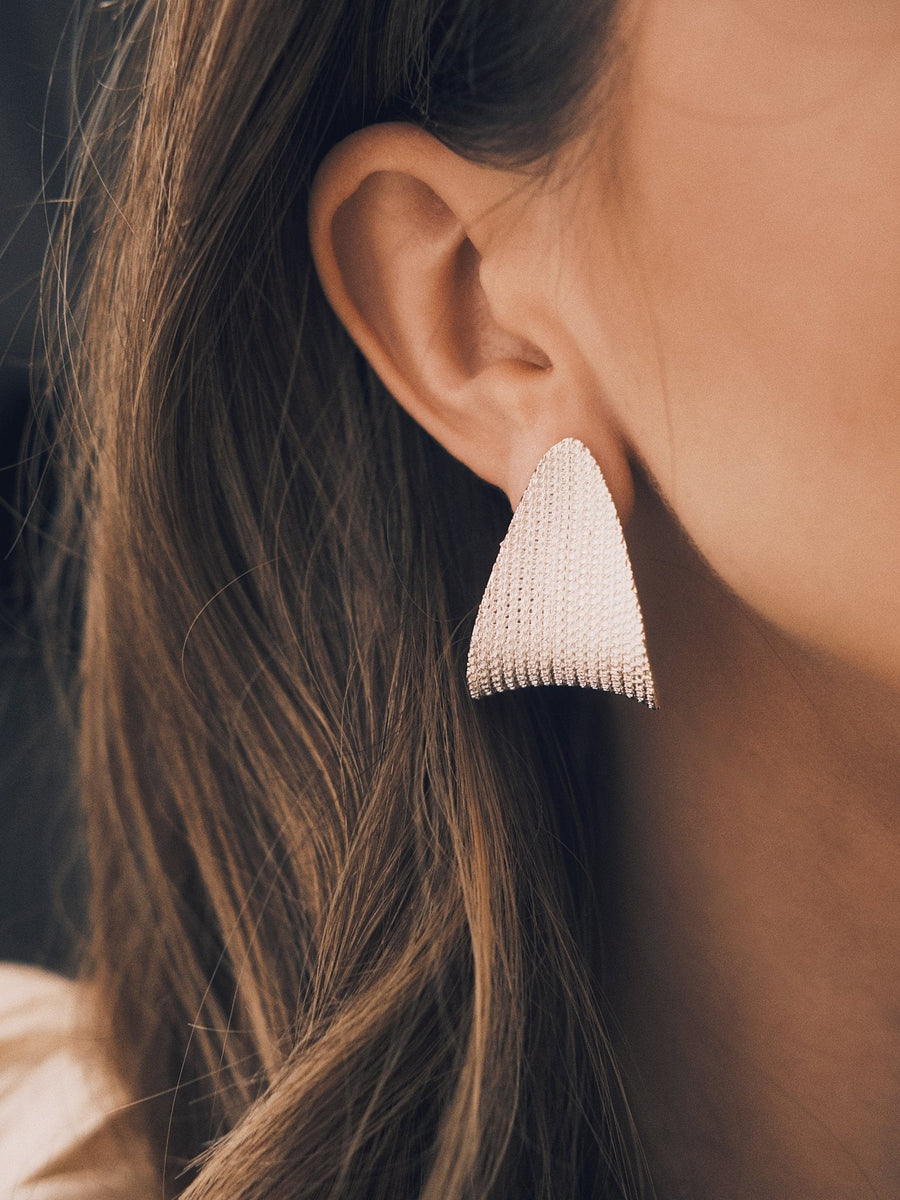 Lace Shield Earrings — Silver-Tone Earrings